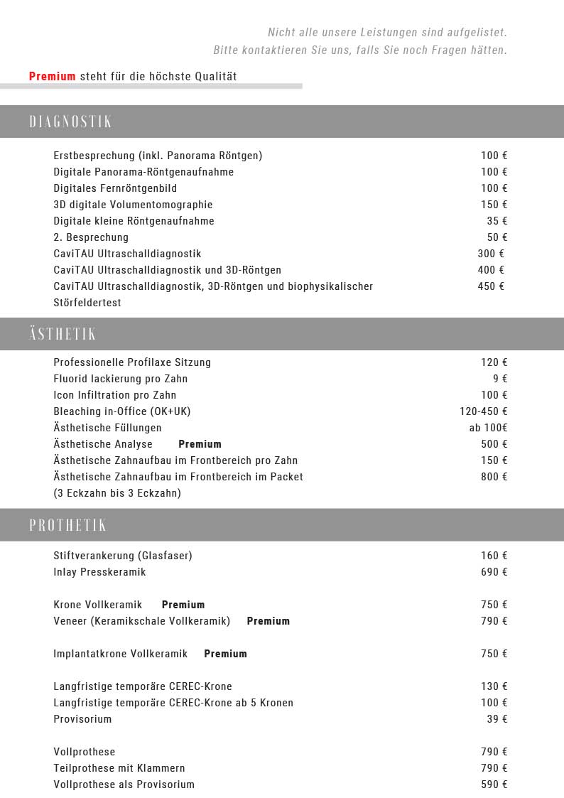 Preisliste