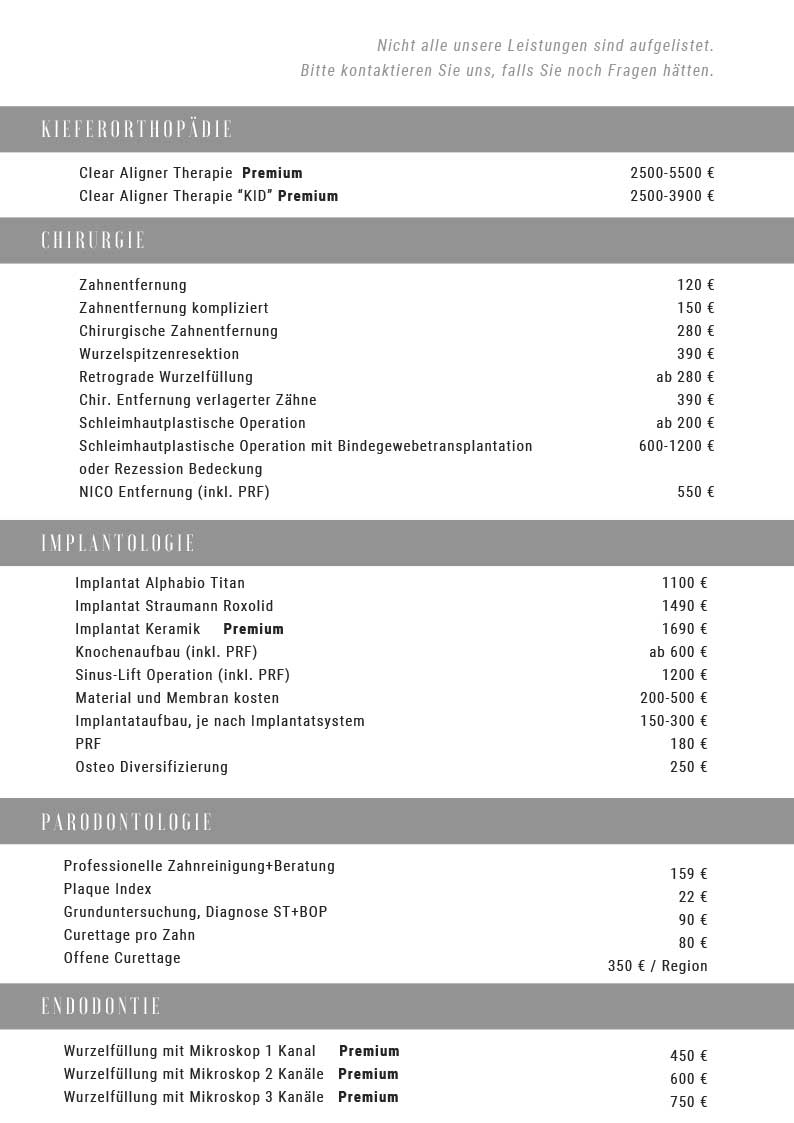 Preisliste